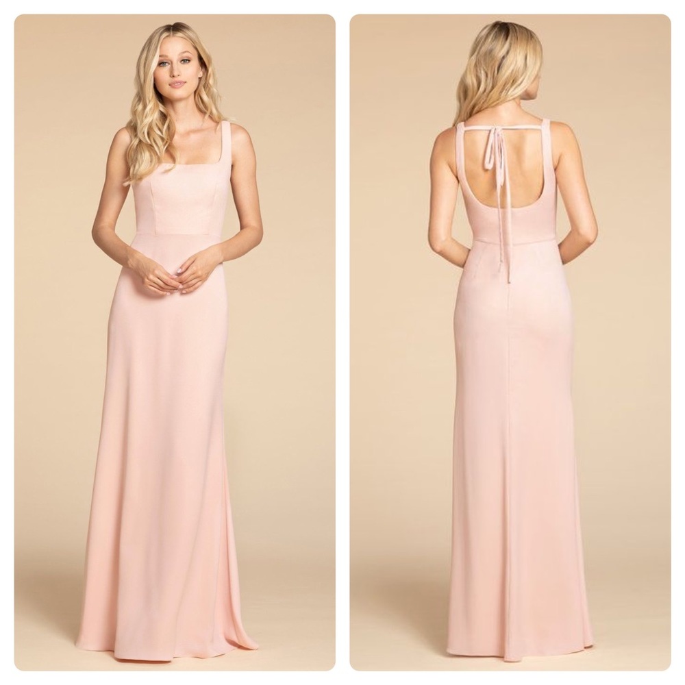 Hayley Paige | Square Neck Tie Back Evening Gown